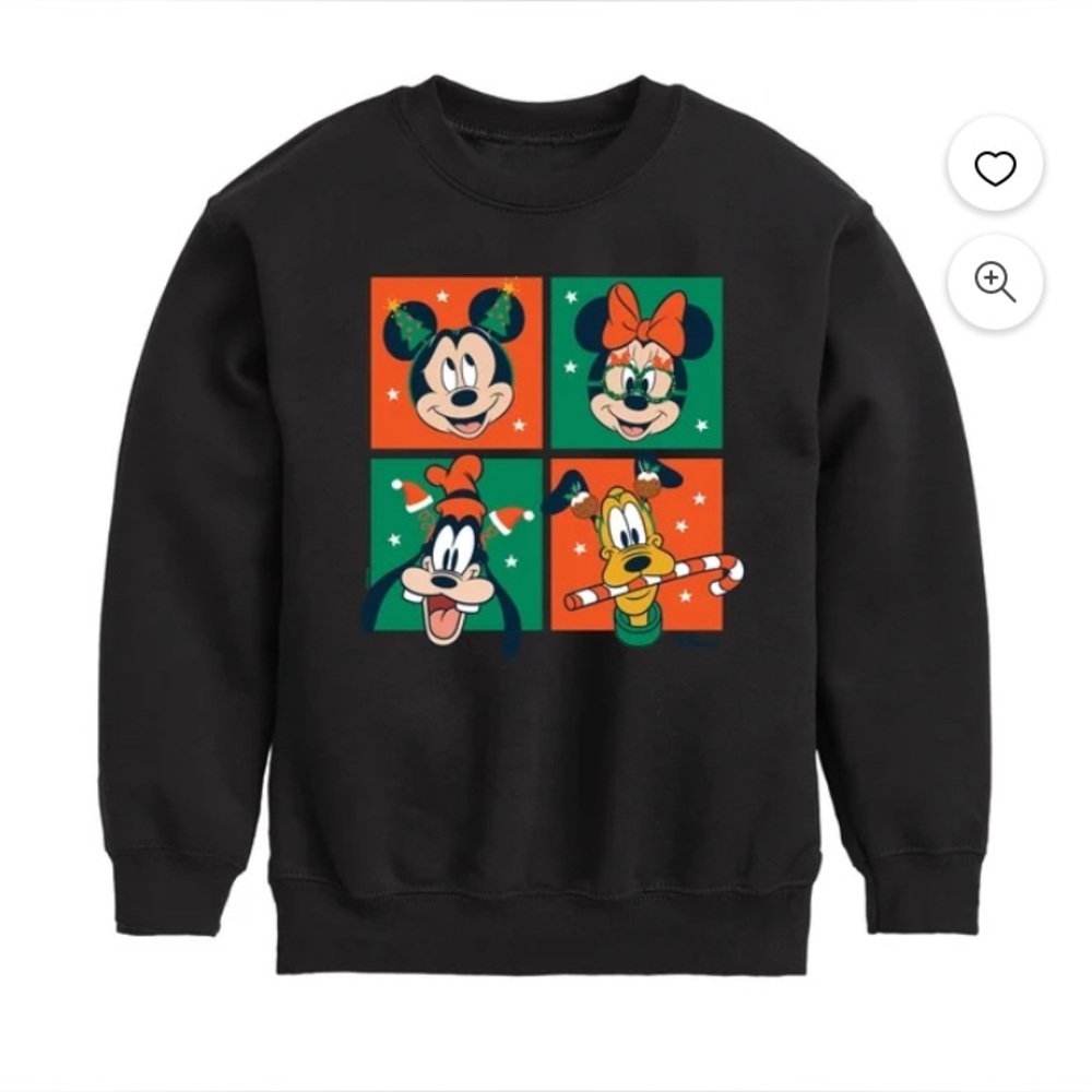 Disney - Mickey and Friends Christmas, Crewneck Fleece Sweatshirt Youth (S)